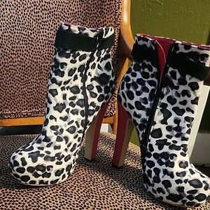 Leopard Print High Heel Boots